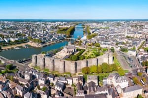 Aerial view of Angers and its castle