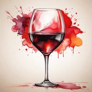 Verre de vin rouge - aquarelle